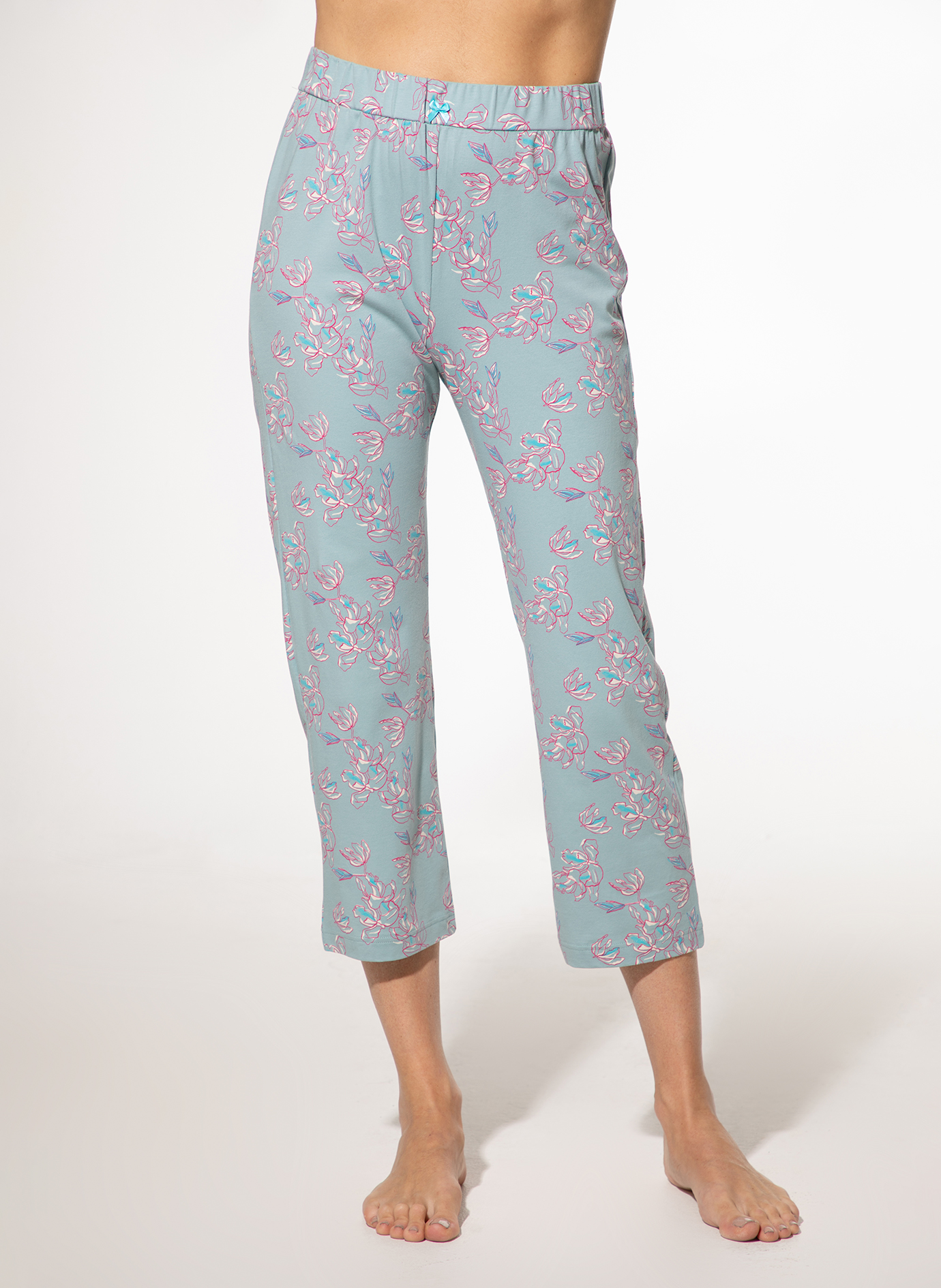 Damen Schlafhose 7/8 blau