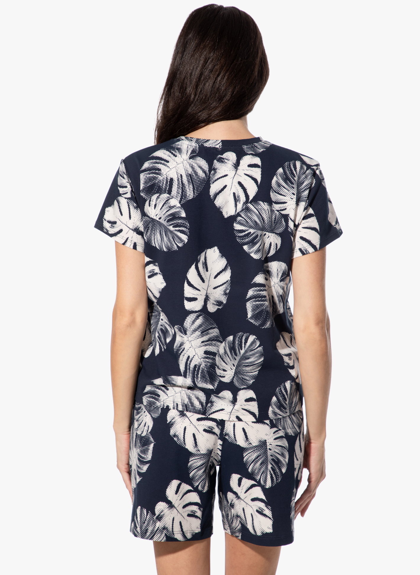 T-Shirt, Shirt, Leaf print, Kurzarm, Navy