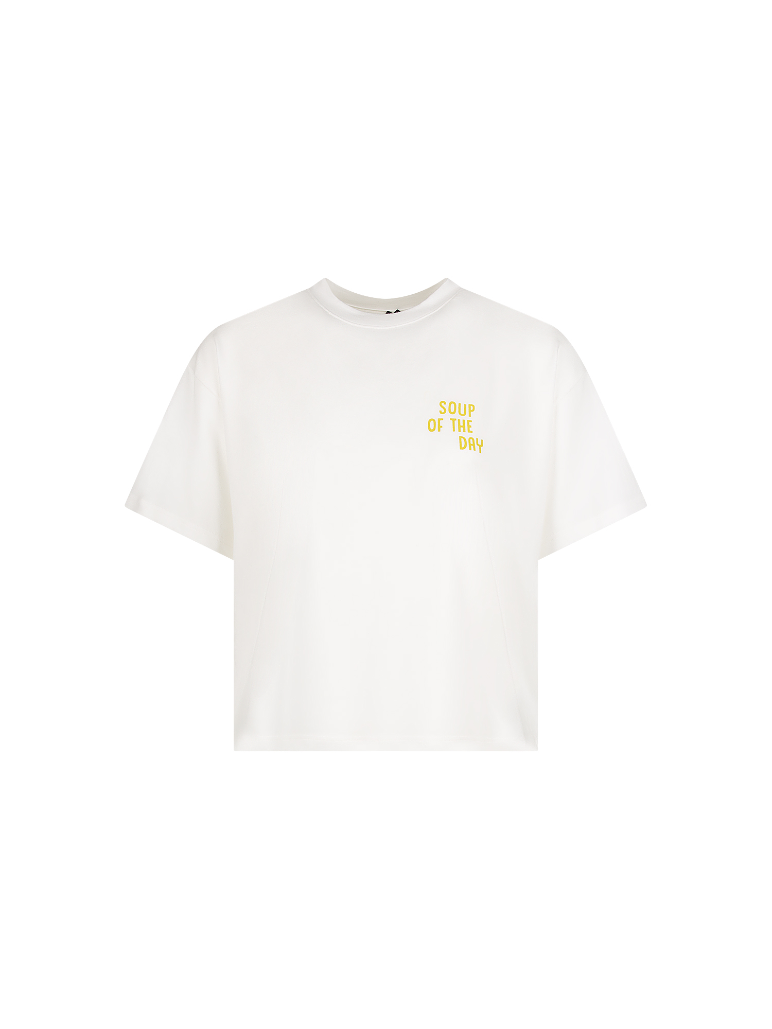T-Shirt, Weiß, Kurzeingriff, Grafiktext, Gelber Druck