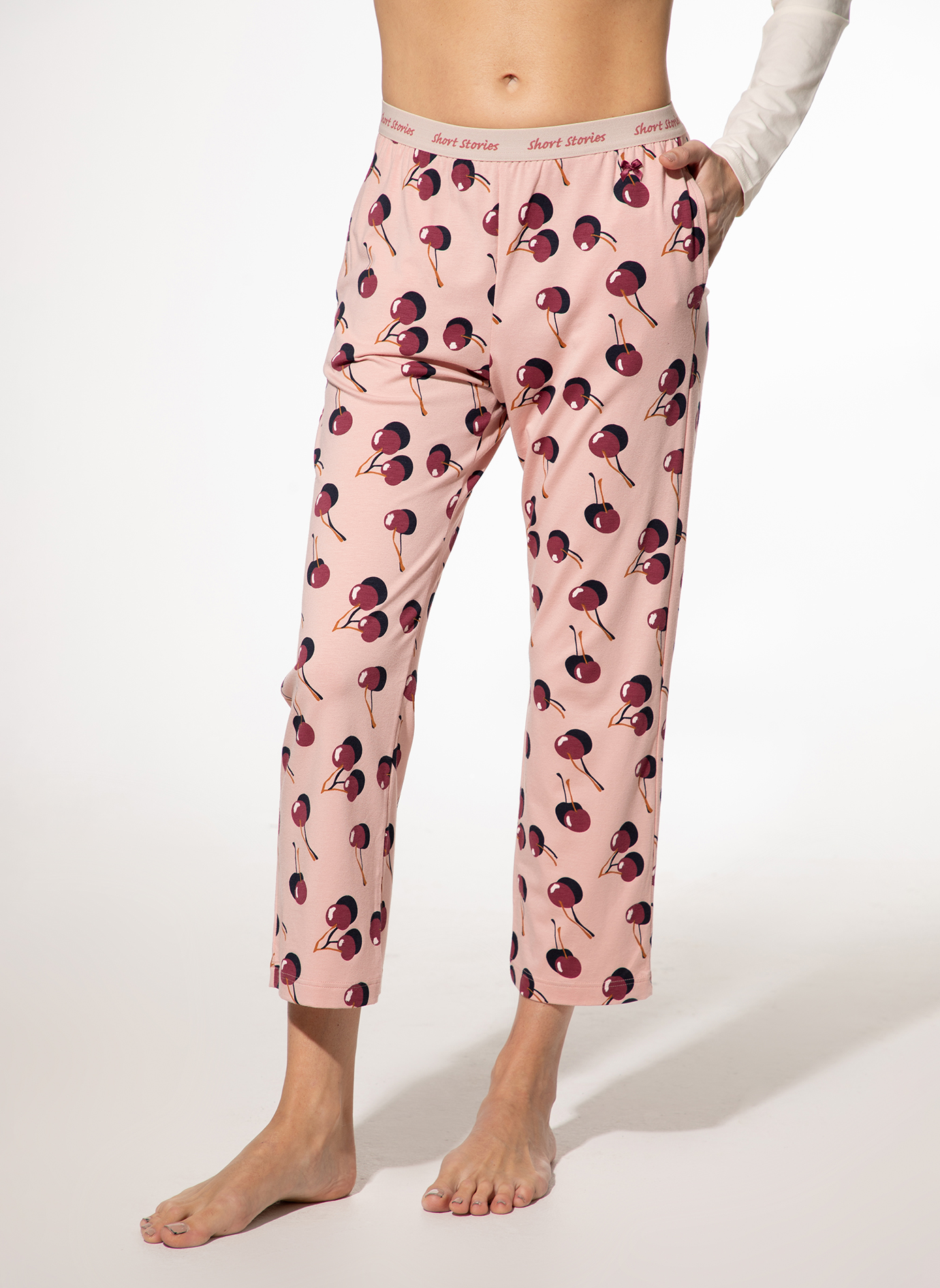 Damen Schlafhose 7/8 Rosa