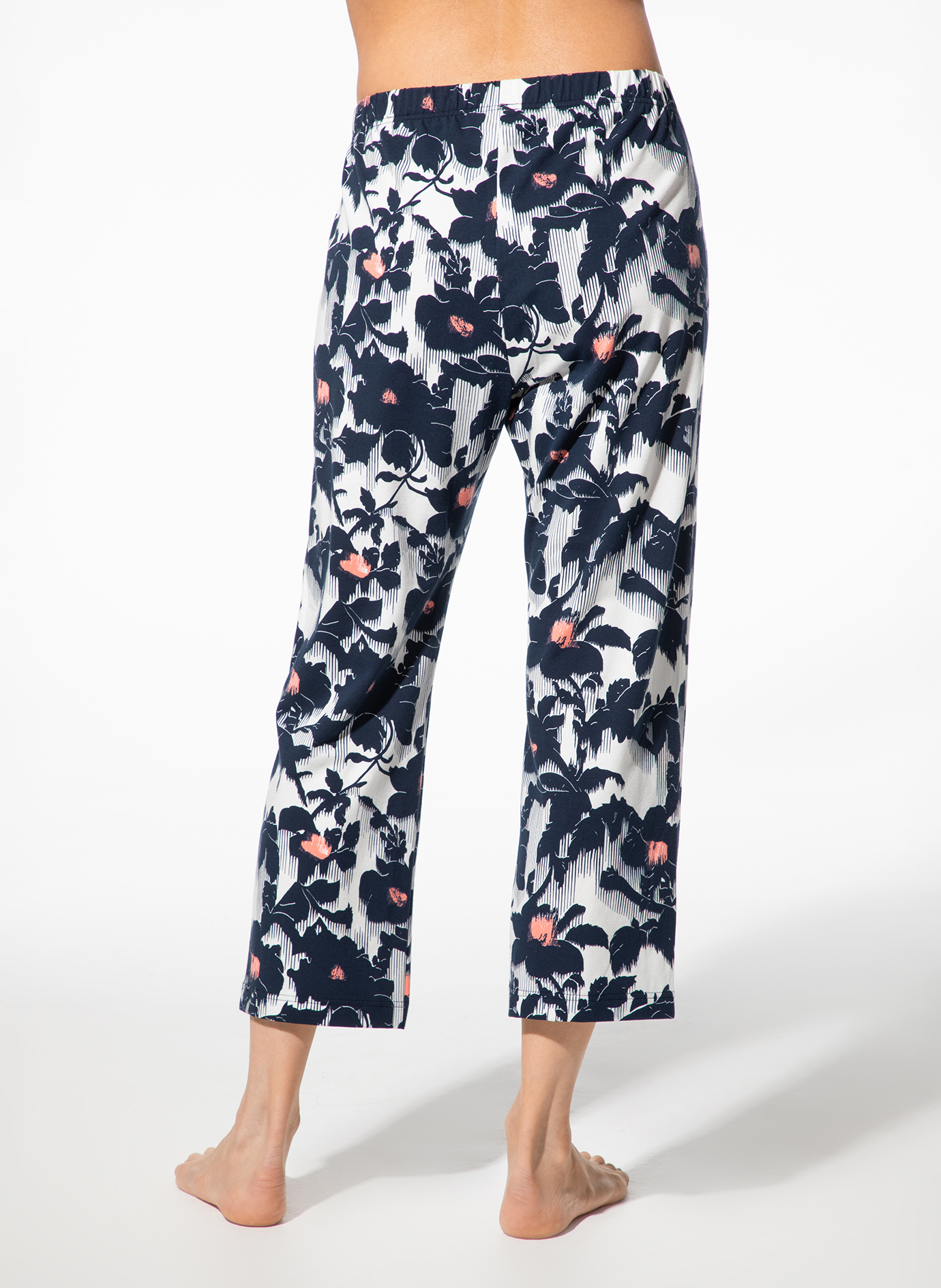 Hose, Pyjama-Hose, Floral-Print, Nachtwäsche, Beinlänge: 3/4