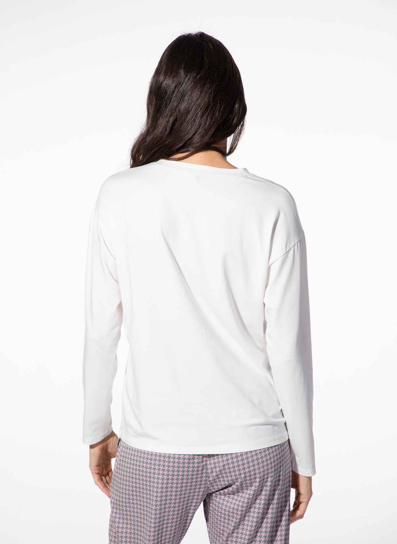 longsleeve, weiß, Top, Rückseite, Baumwolle