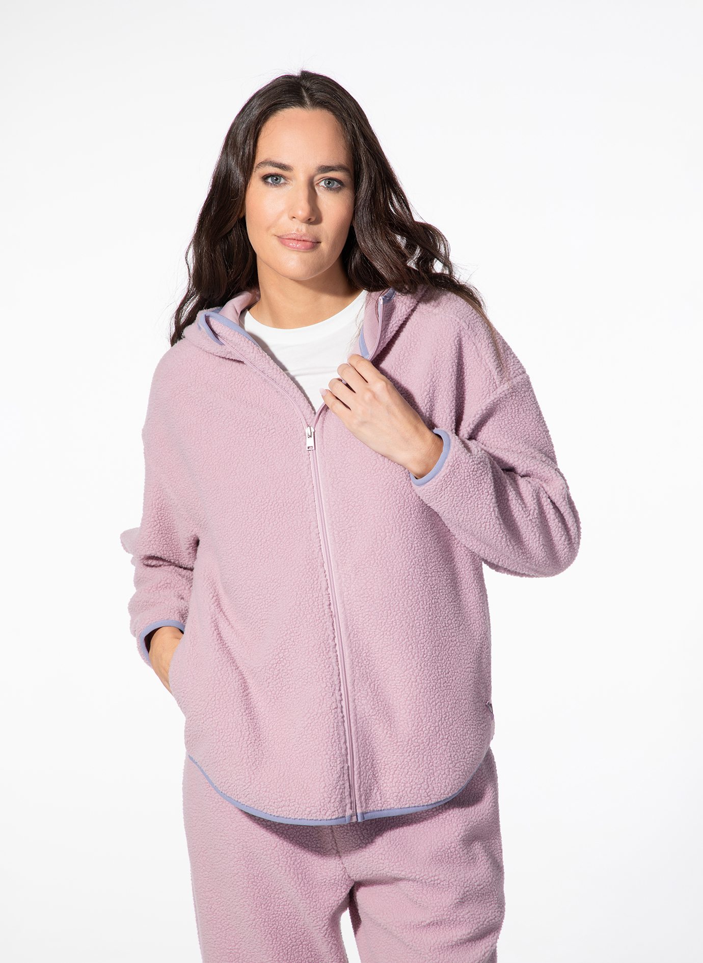 Fleece, Hoodie, Reißverschluss, Loungewear, Flieder