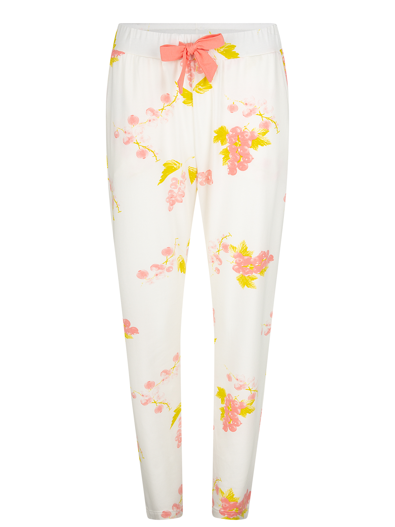 Pyjama-Hose, Nachtwäsche, Blumenmuster, Weiß, Gurtdetail?