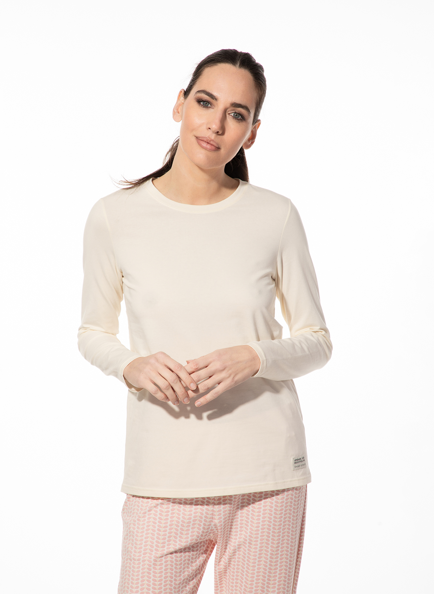 Damen Schlafshirt langarm beige
