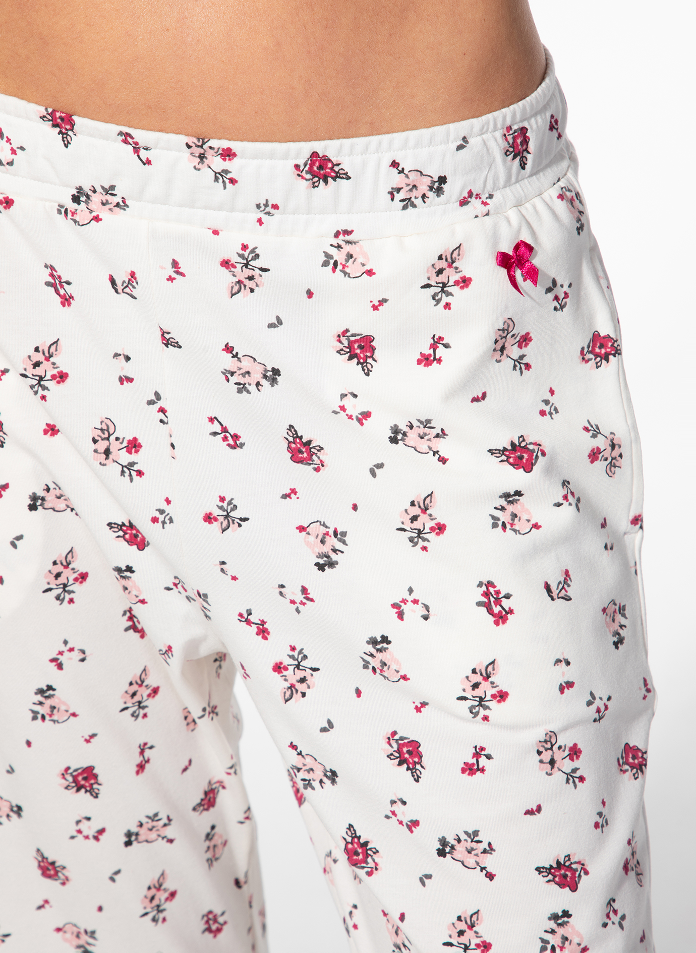 weiß, pyjama, horter frühlingsmuster, floral, baumwolle