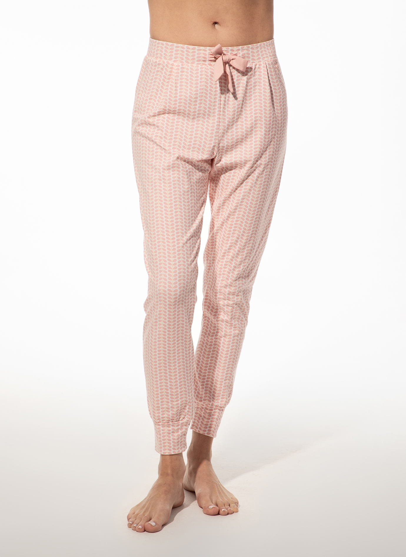 Damen-Schlafhose lang rosa gemustert