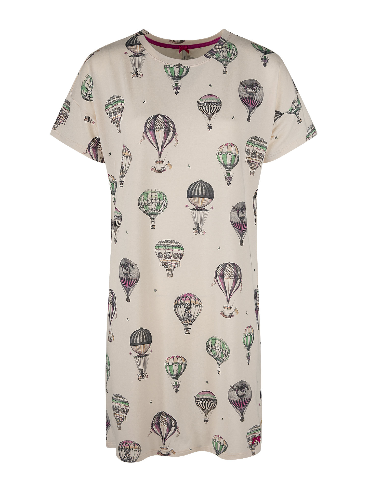 Ballon Muster, Beiges Kleid, Kurzarm, Kleid mit Muster, Beige Hintergrund