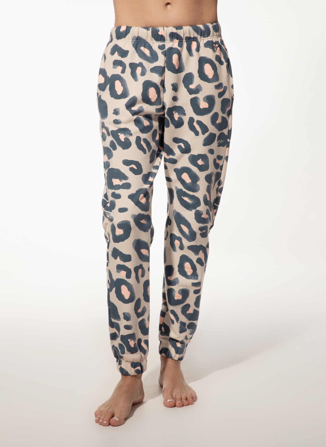Damen-Schlafhose rosa Leo-Print