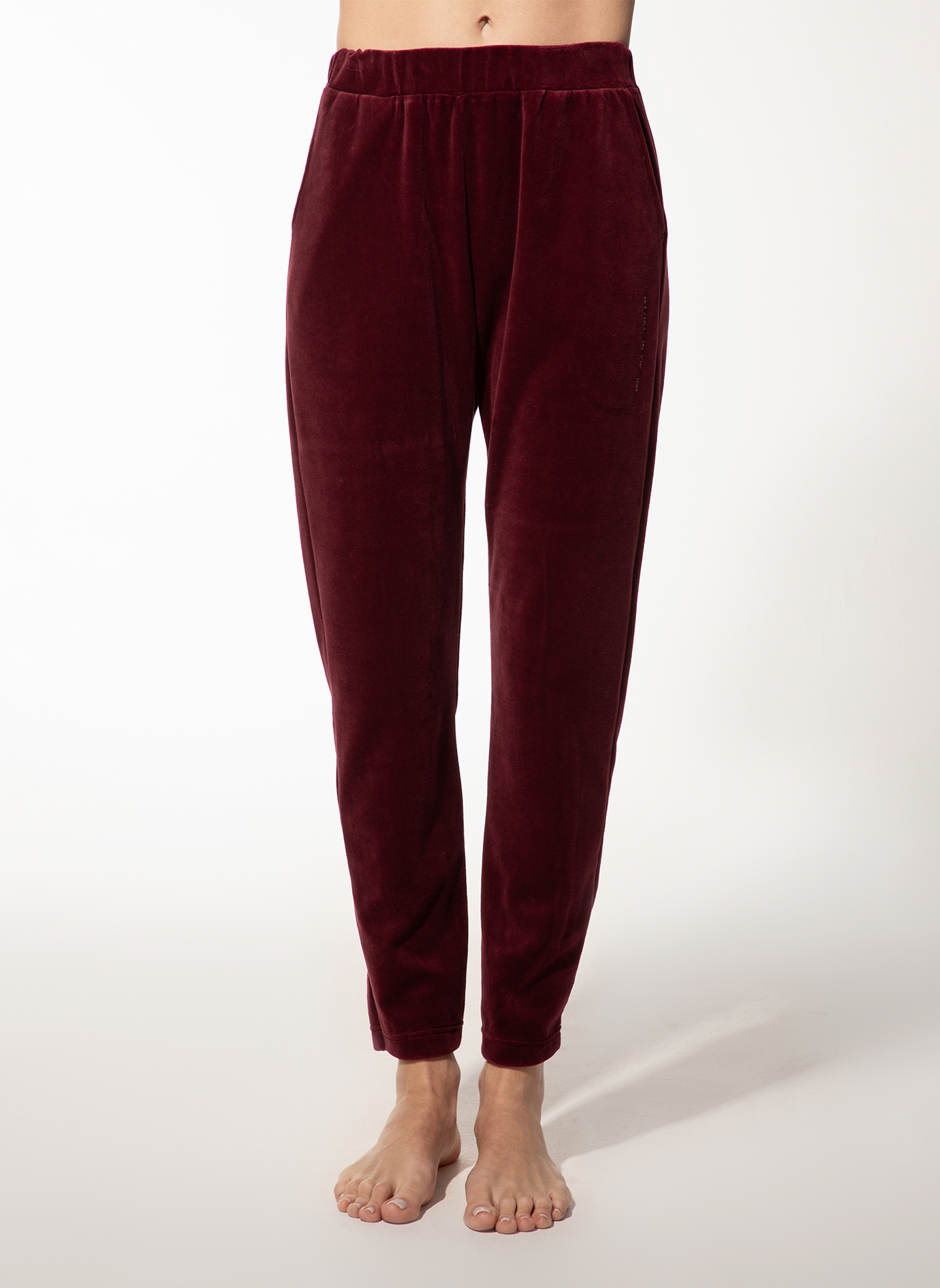 Damen Hose aus Nicki lang rot