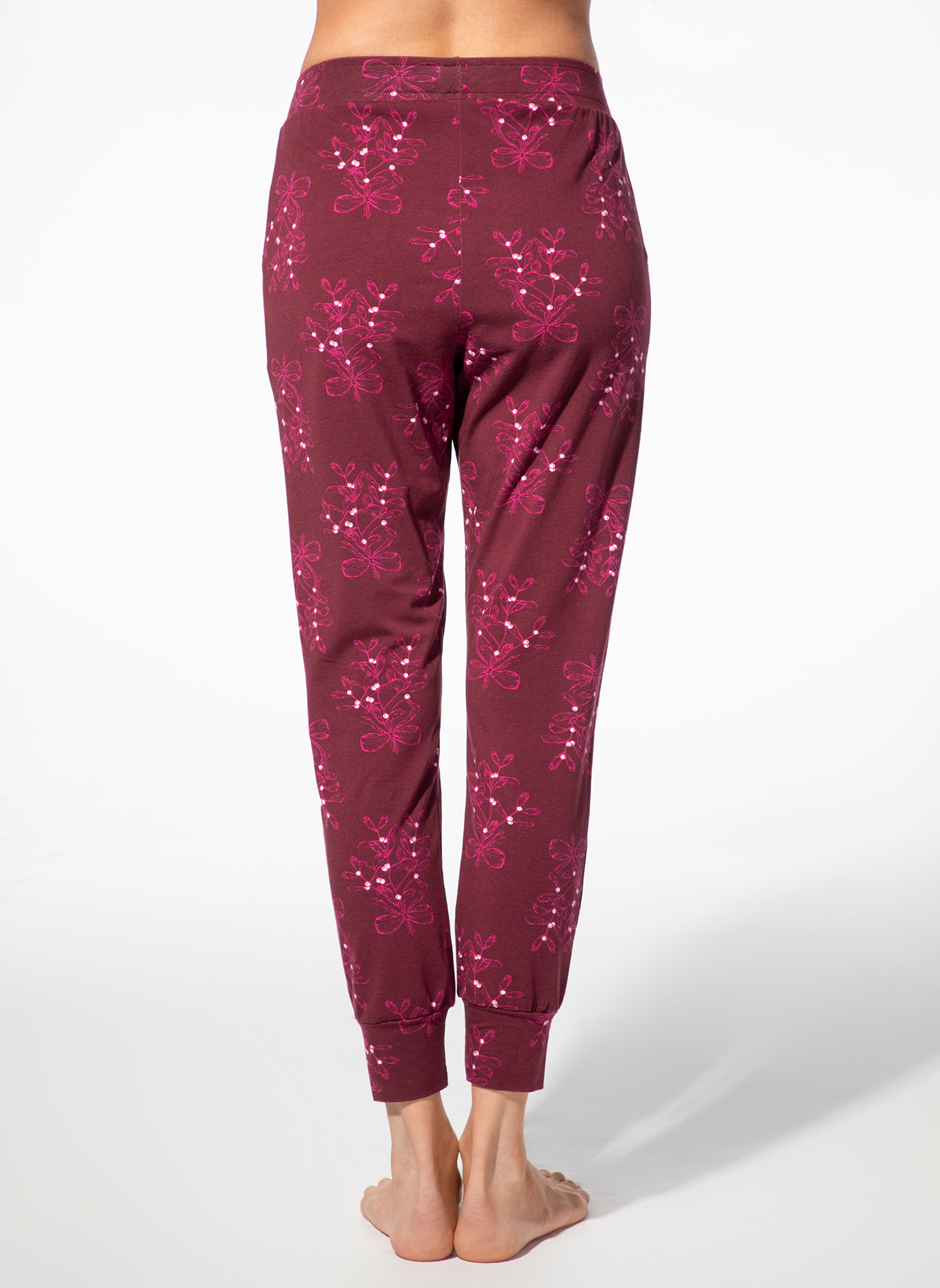 Pyjama pants, Kuschelhose, Floral pattern, Burgundy, Jogging pants