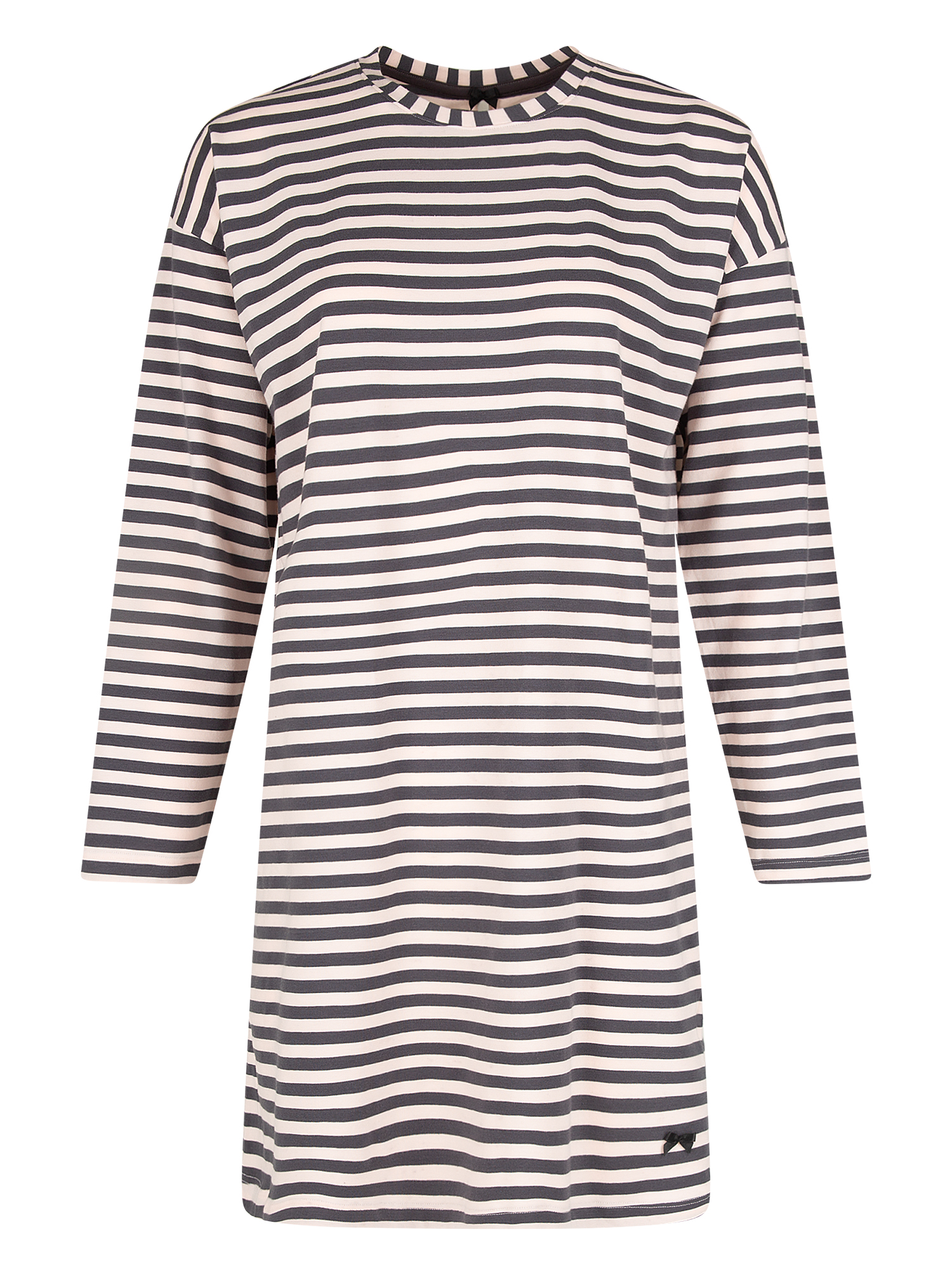Streifen, Langarm, Strickkleid, Beige, Navy