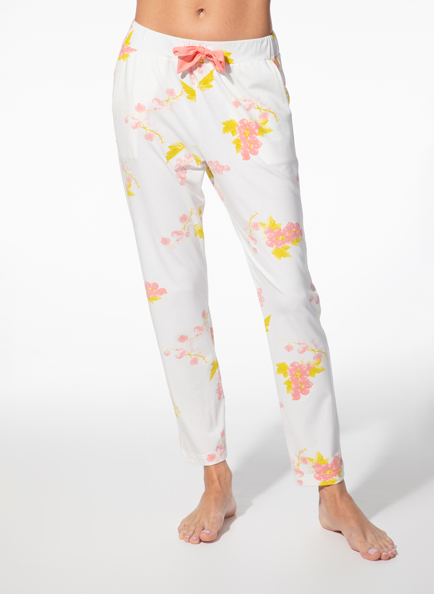 pyjama, pantalon, blütenprint, helles, baumwolle