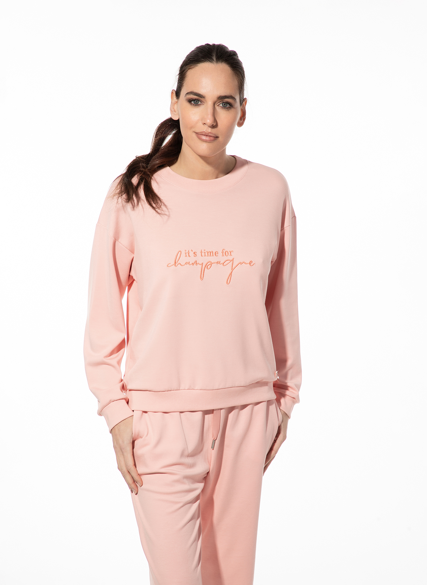 Damen-Sweatshirt rosa Champagne