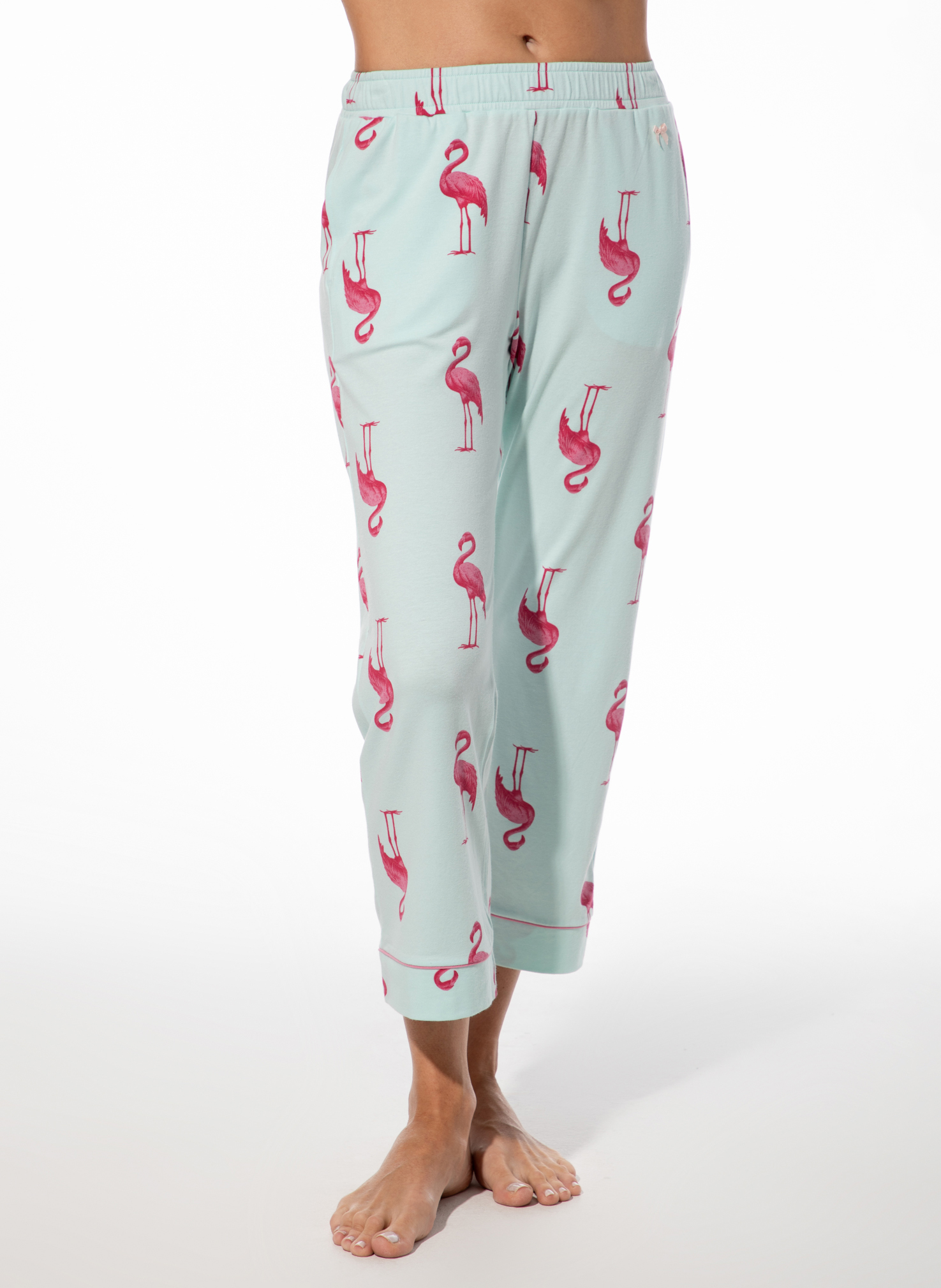 Flamingo-Druck, Loungew pants, Mintgrün, Relaxed Fit, Knöchellang