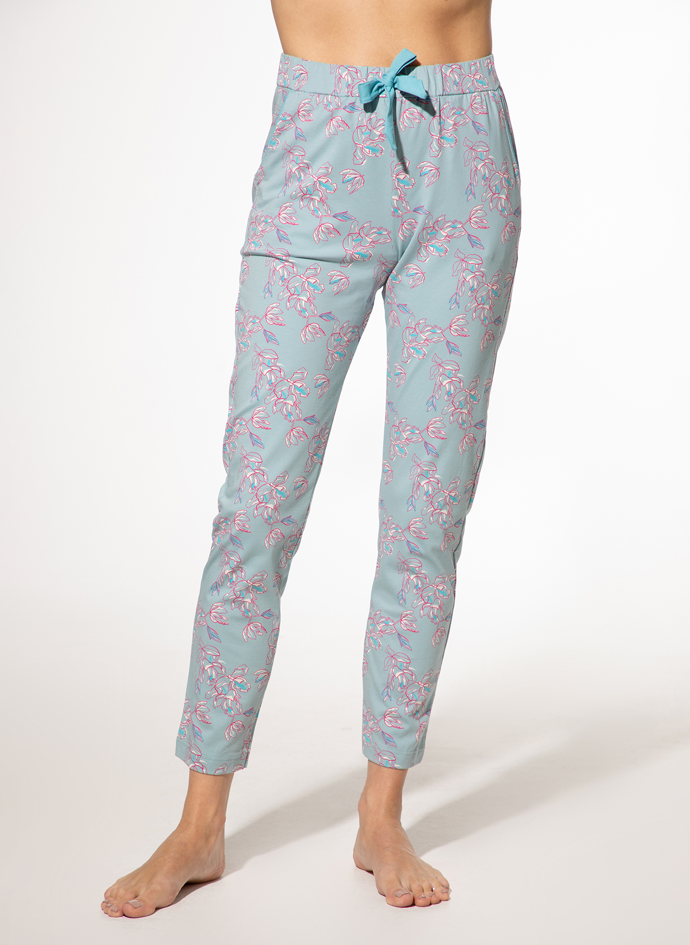 Damen Schlafhose blau