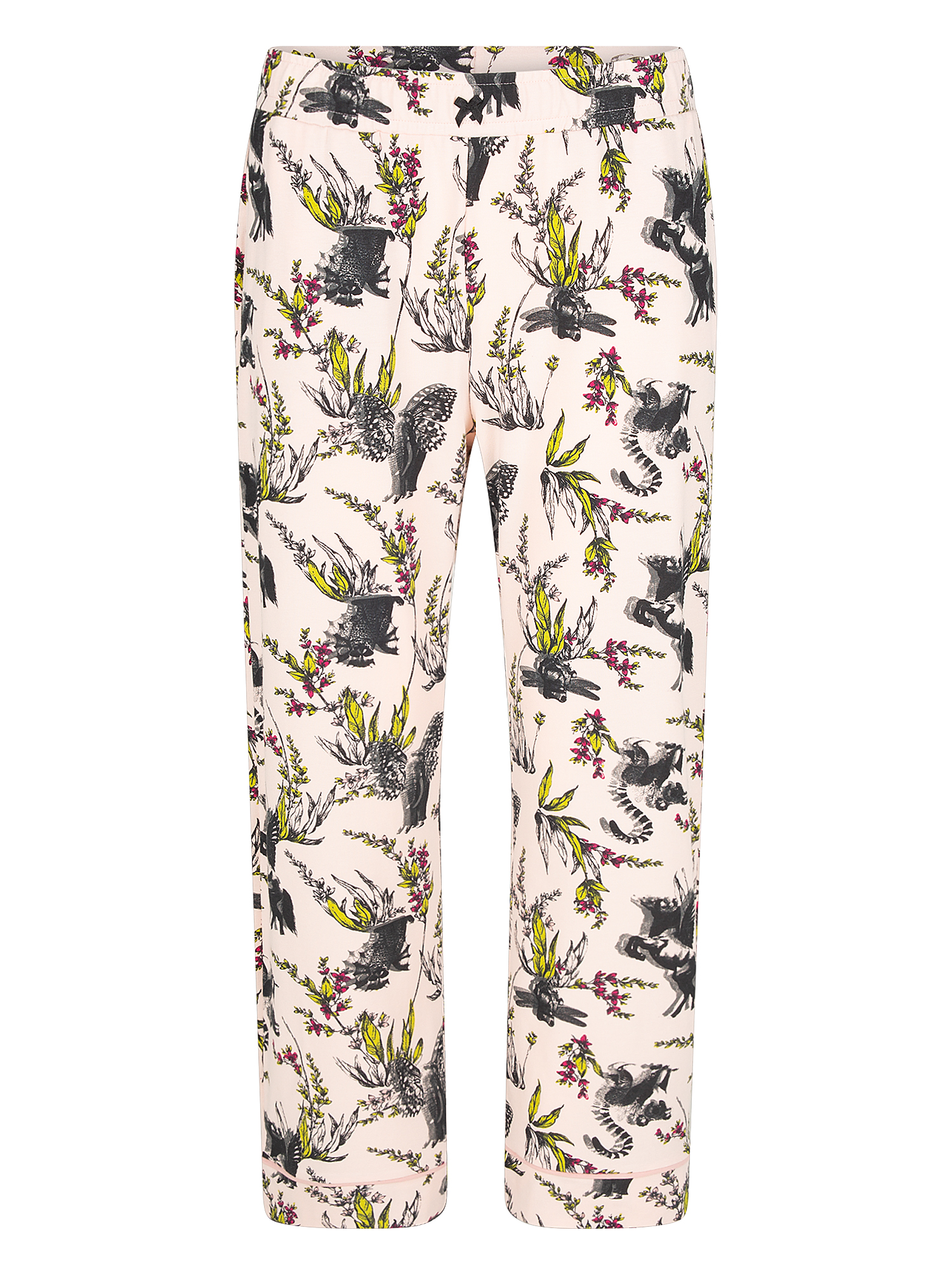 Pants, Patterned, Floral, Beige, Calico