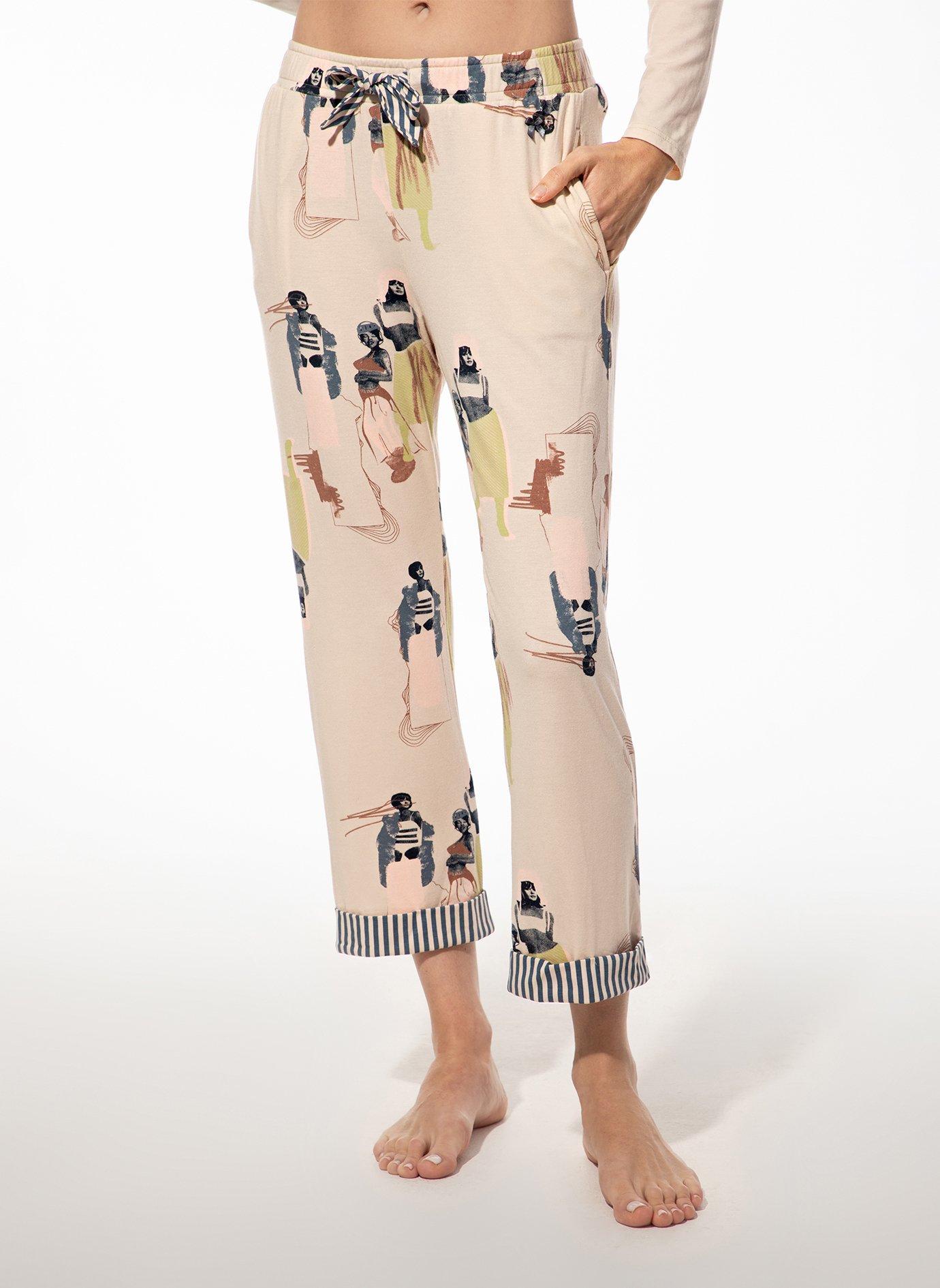 Damen 7/8 Schlafhose rosa Handtaschen
