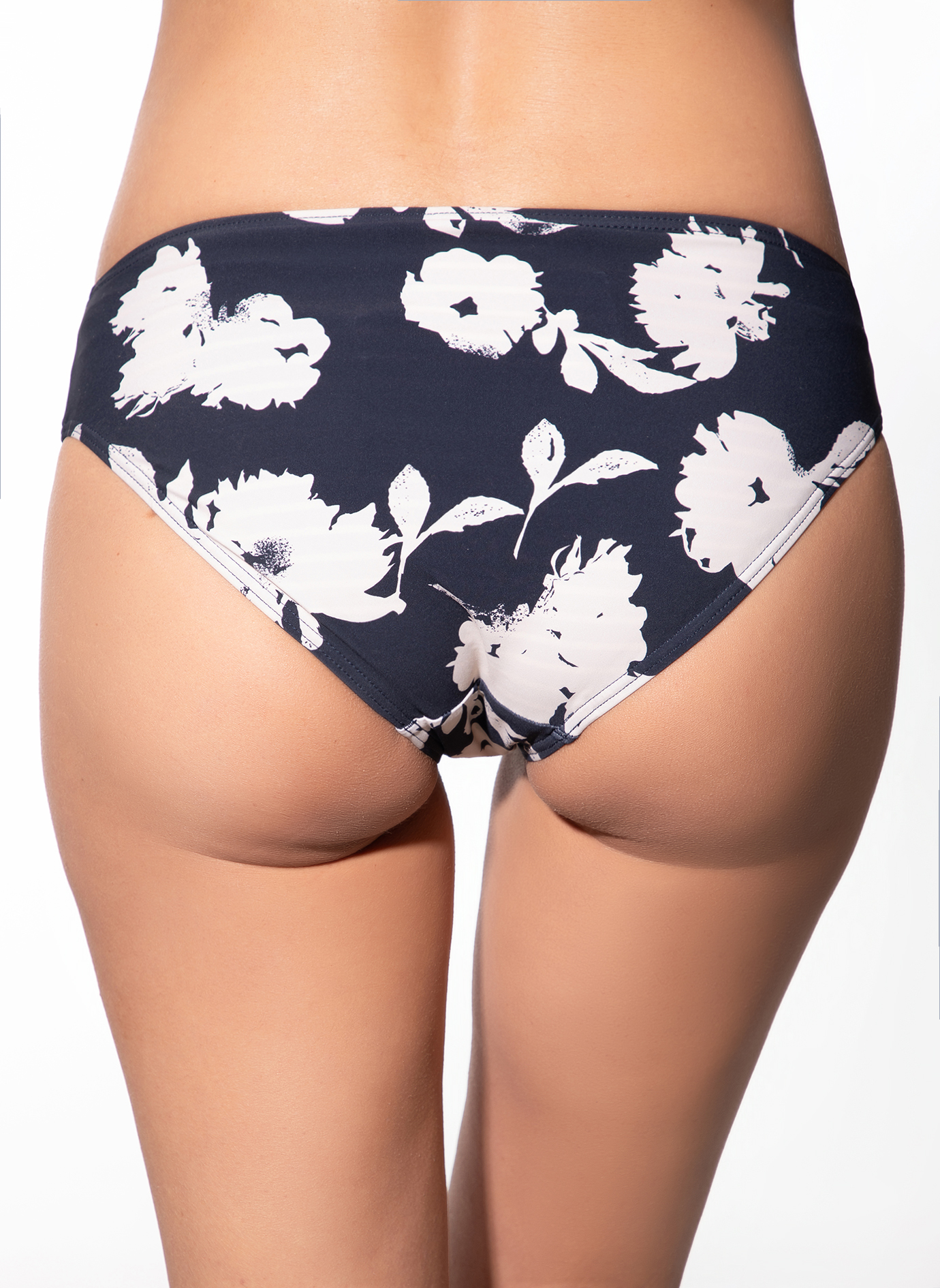 Bikinihose, Druck Blumen, Hochschnitt, Swimwear, Navy