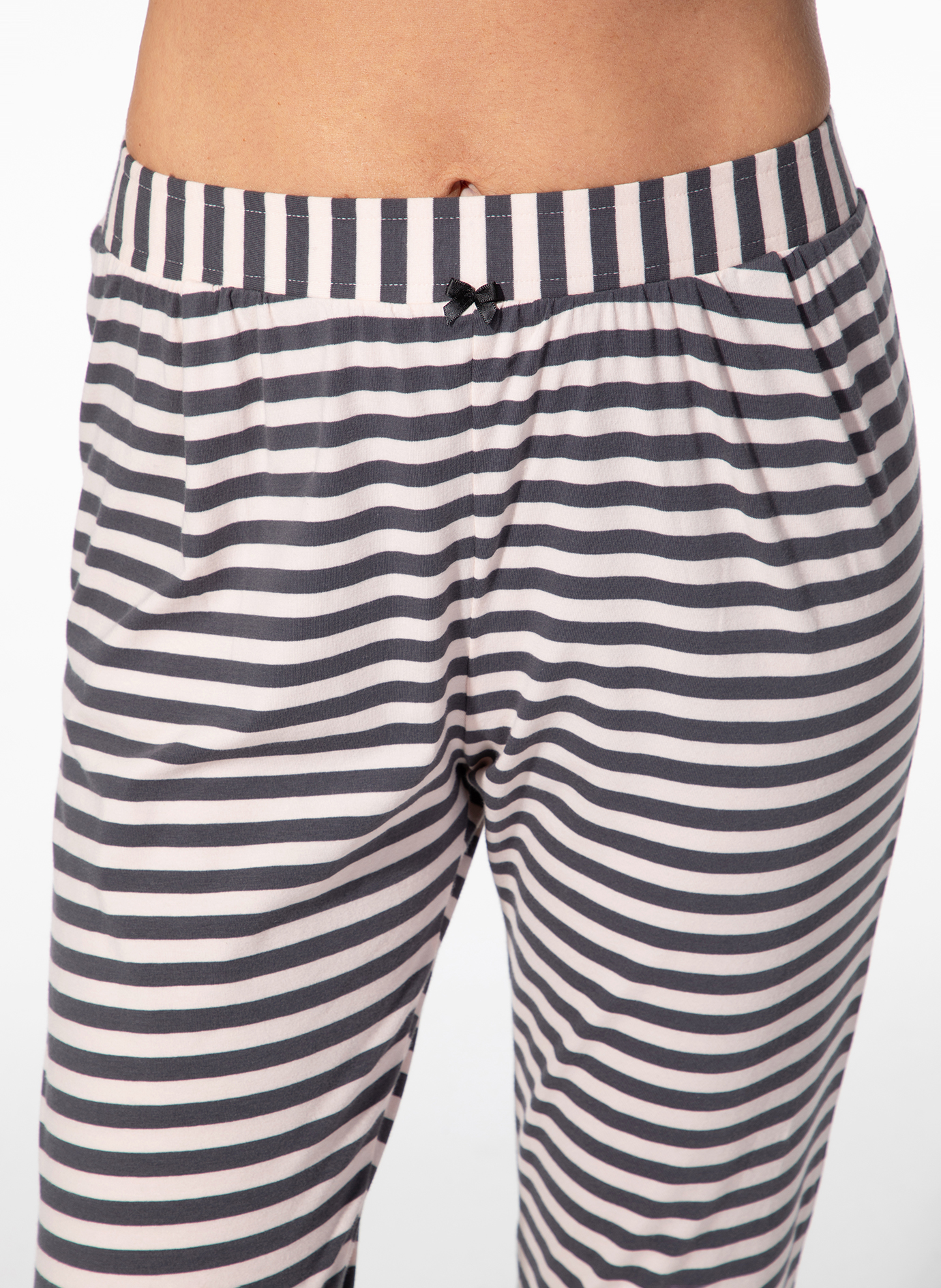 Streifenhose, Pyjama, Nachtwäsche, Schwarz-Weiß, Elastischer Bund