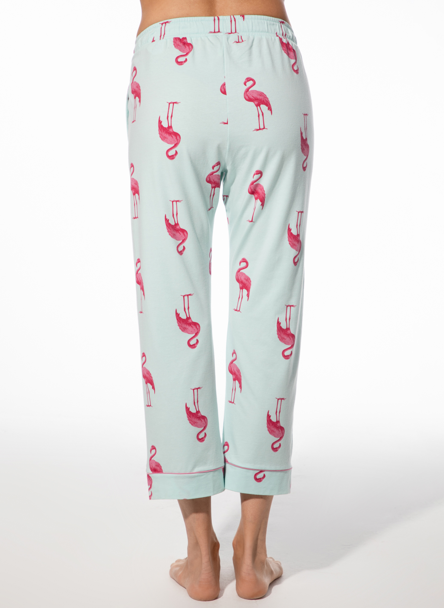 Hose, Pyjama, Flamingo-Print, Mint, Beinlänge 3/4