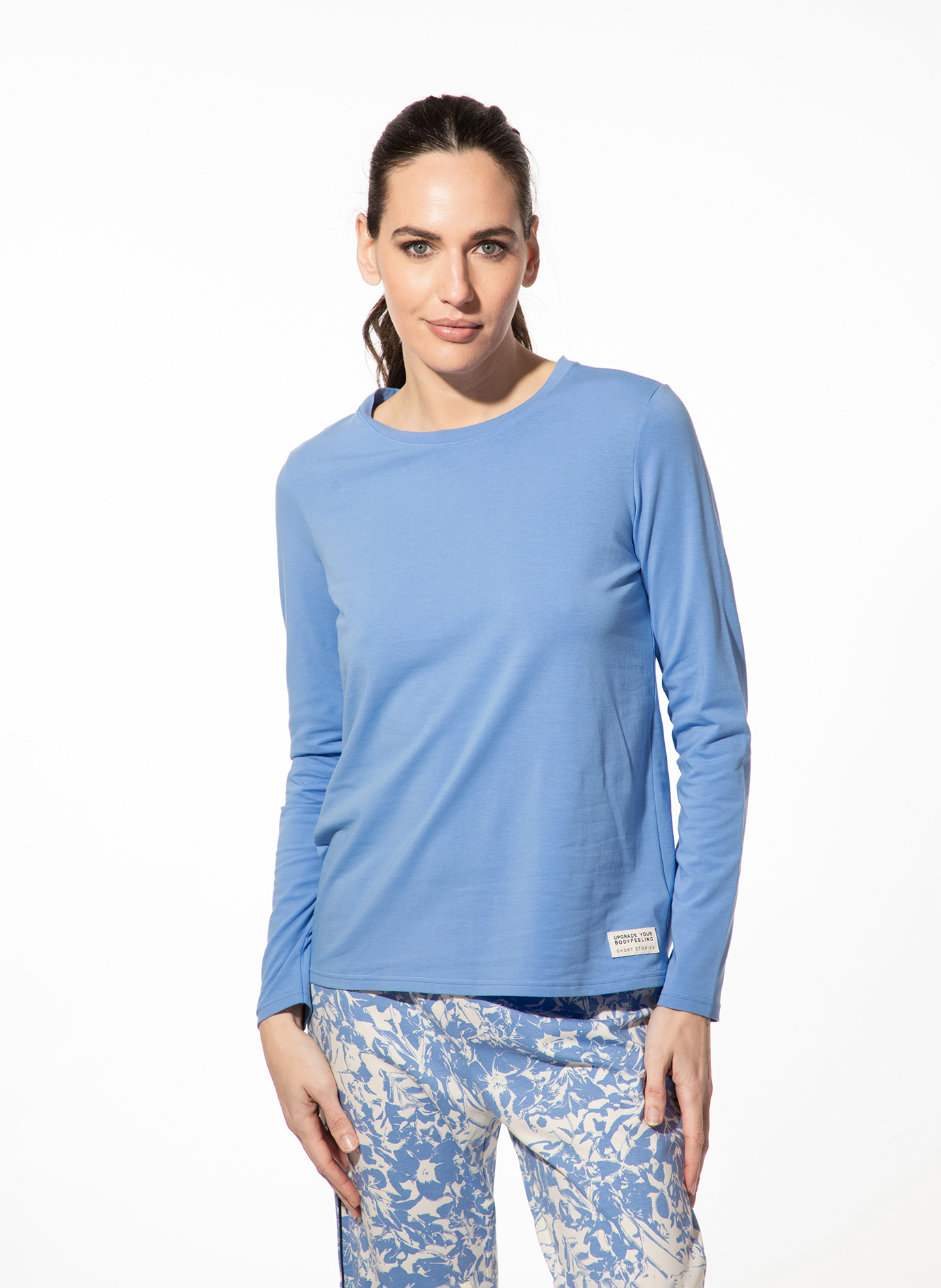 Damen-Schlafshirt langarm blau