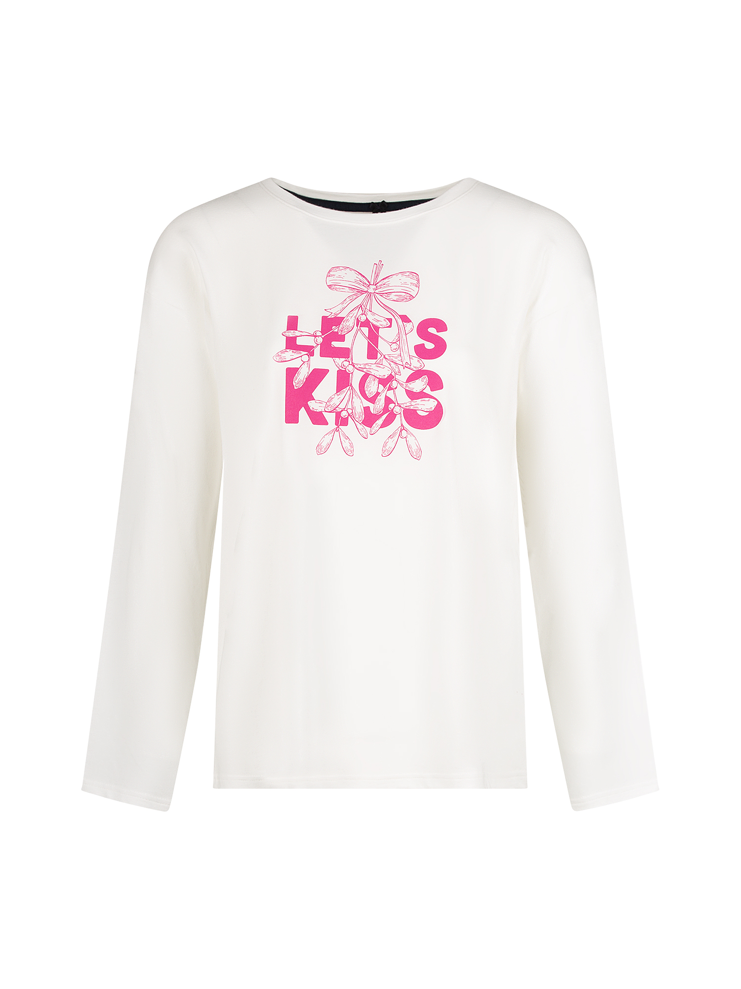 Langarmshirt, Weiß, Rosa Druck, Graphic Tee, Kleidung