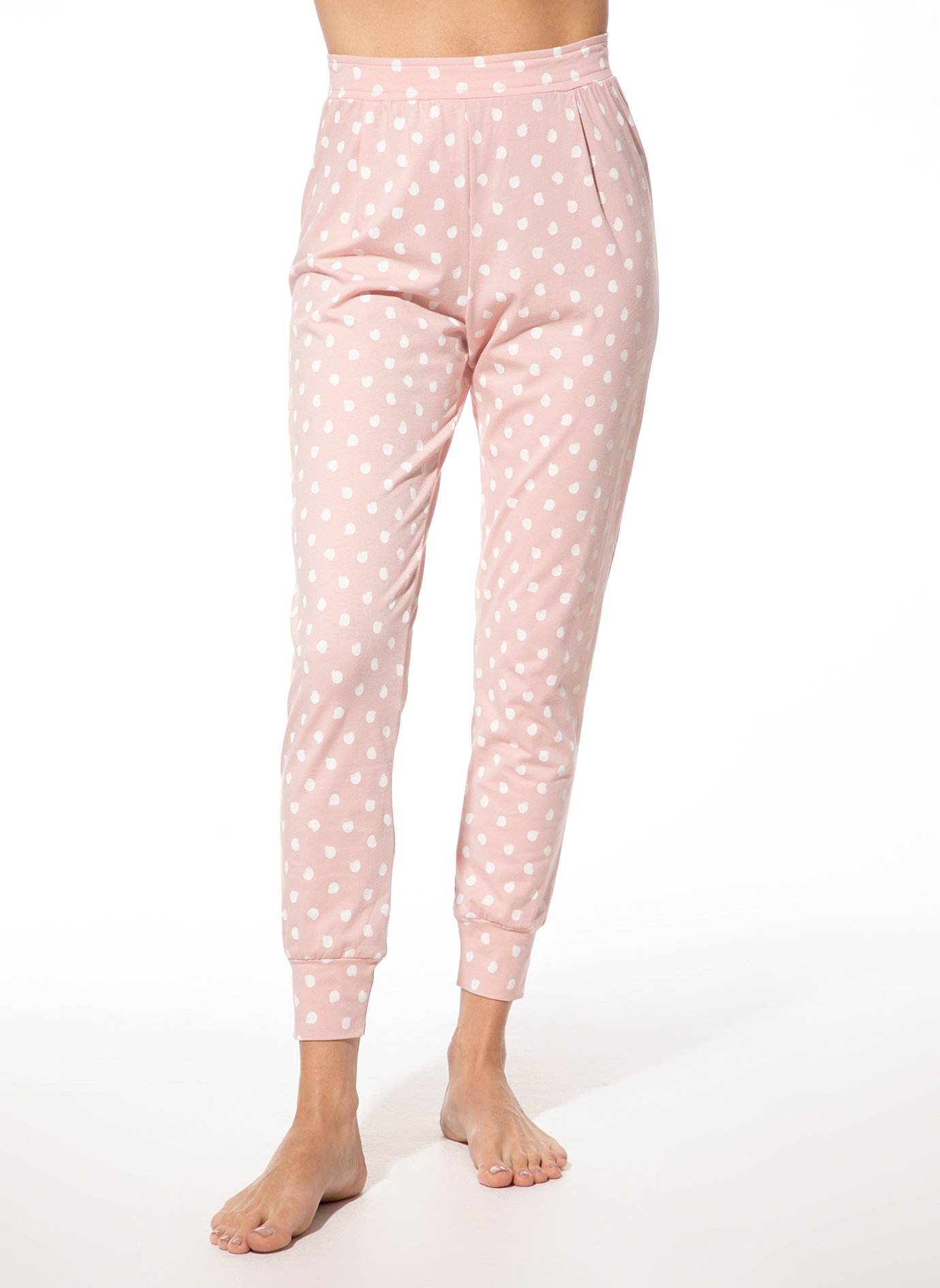 Damen Schlafhose Rosa Dots