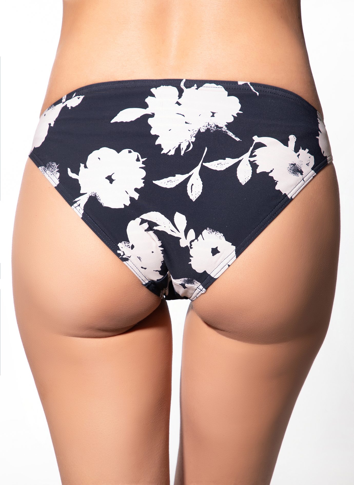 bikinihorts, Badehosenunterteil, marine Floral, hoch geschnitten, Druck Muster