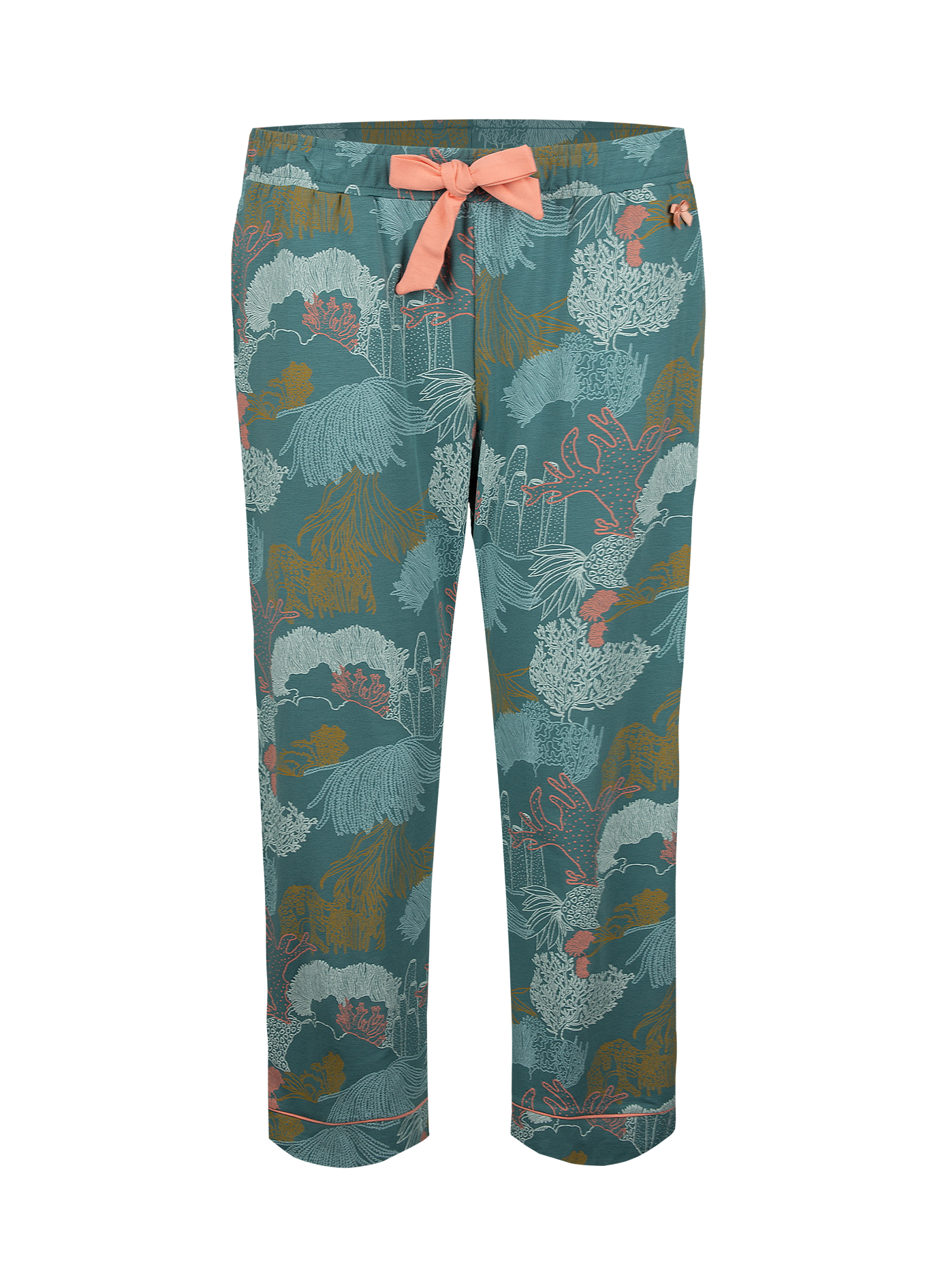 Damen Schlafhose 7/8 Blau Koralle