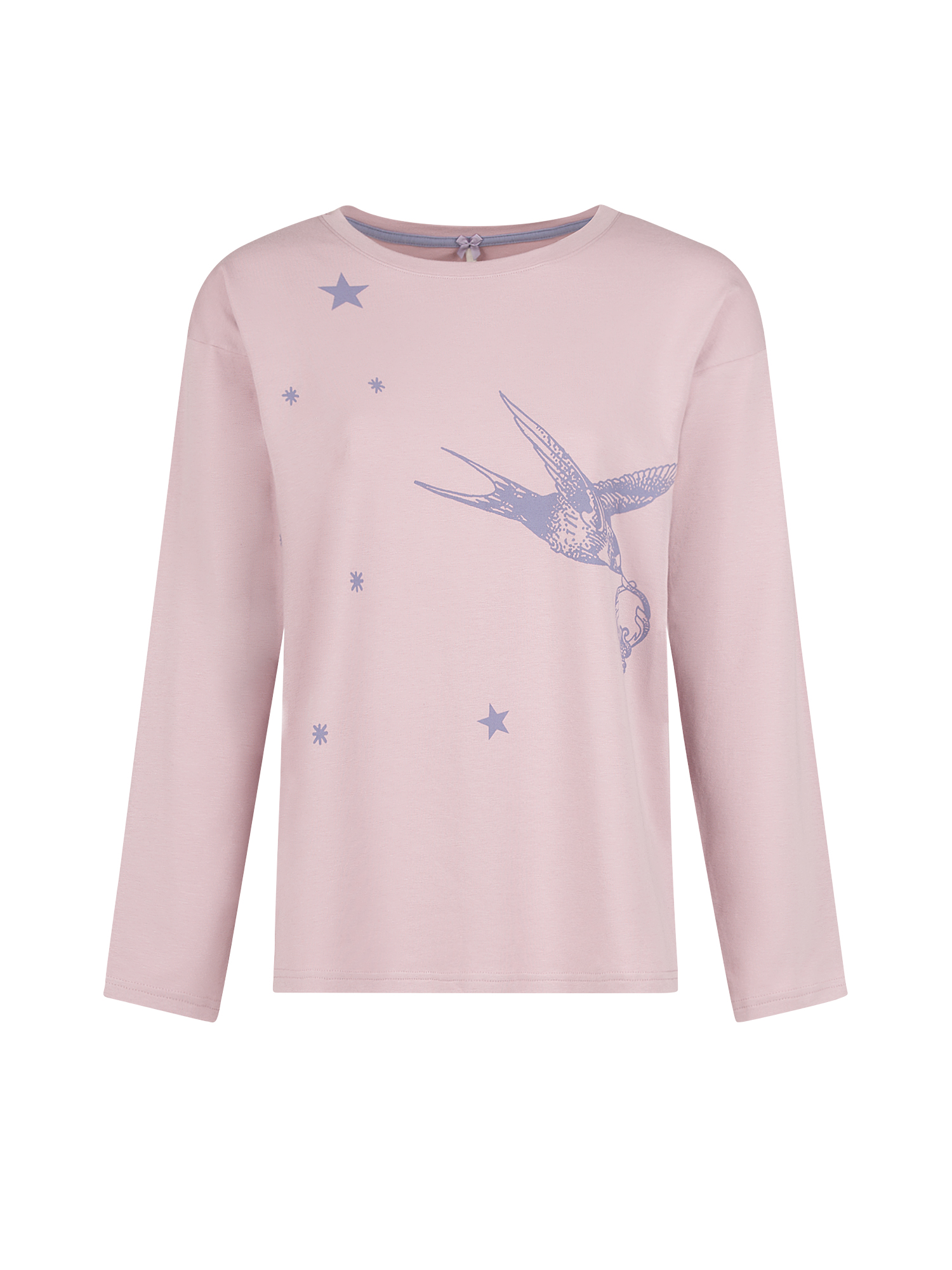 Langarmshirt, Rosa, Grafikdruck, Bird design, Seitenstern