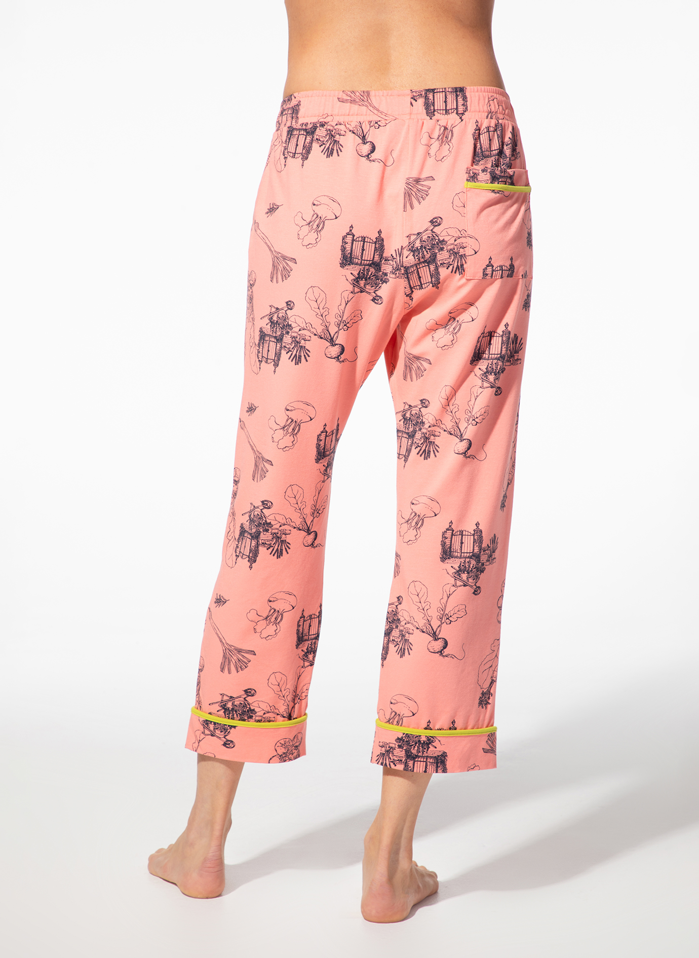 hosen, hosen jogging, rosa, bedruckt, tasche