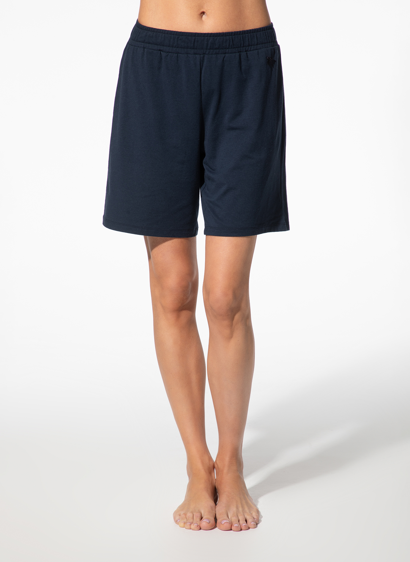 shorts, navy, drawstring, knee-length, lounge