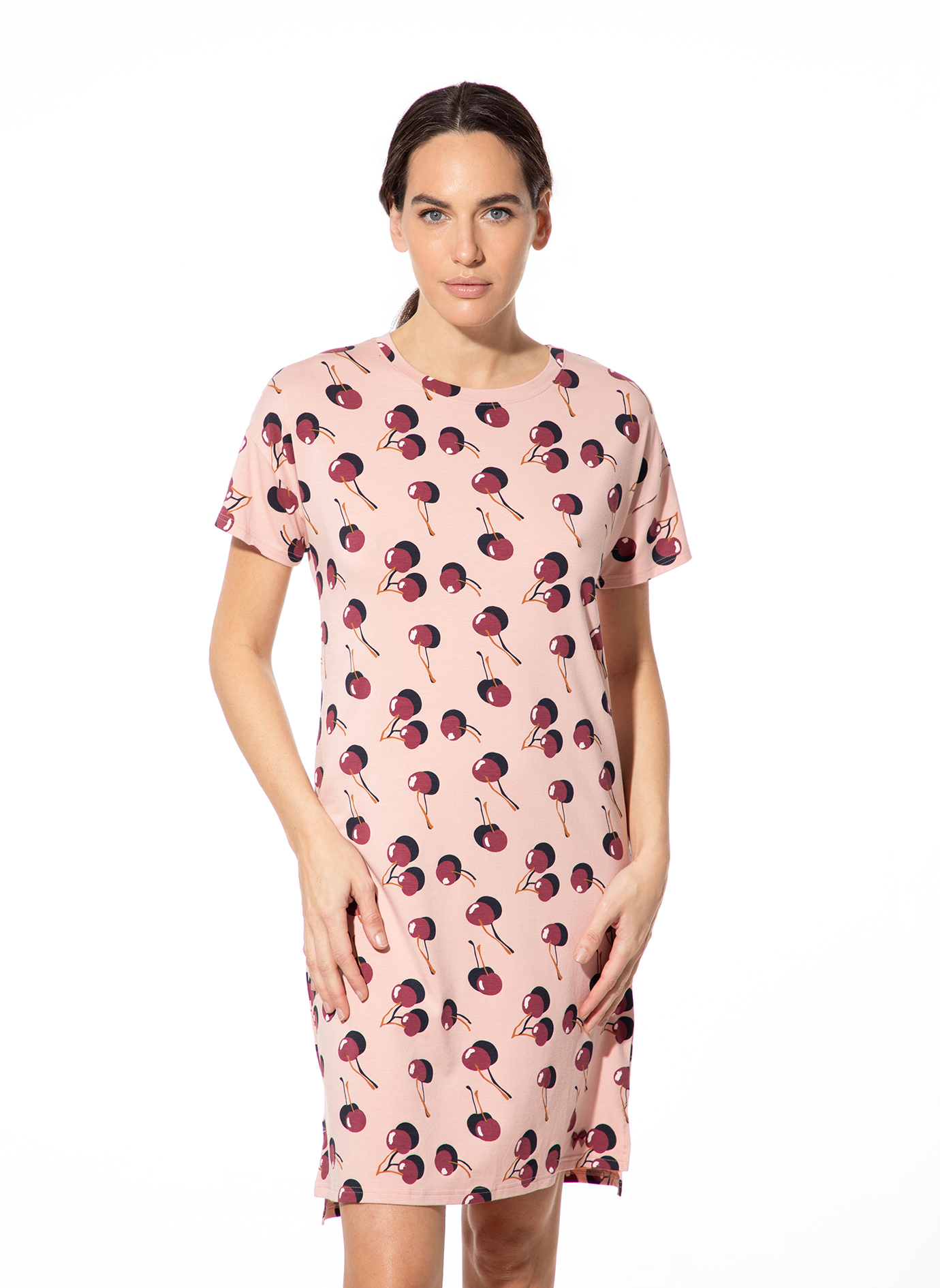 Damen Nachthemd kurzarm Rosa