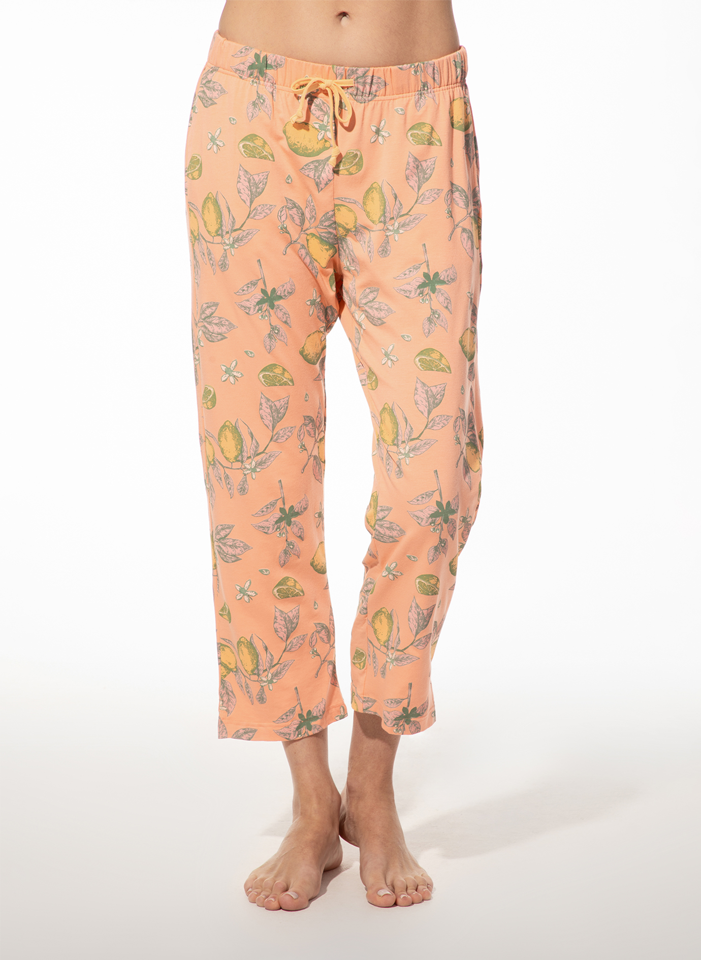 Damen 7/8-Schlafhose melone mit Zitronen