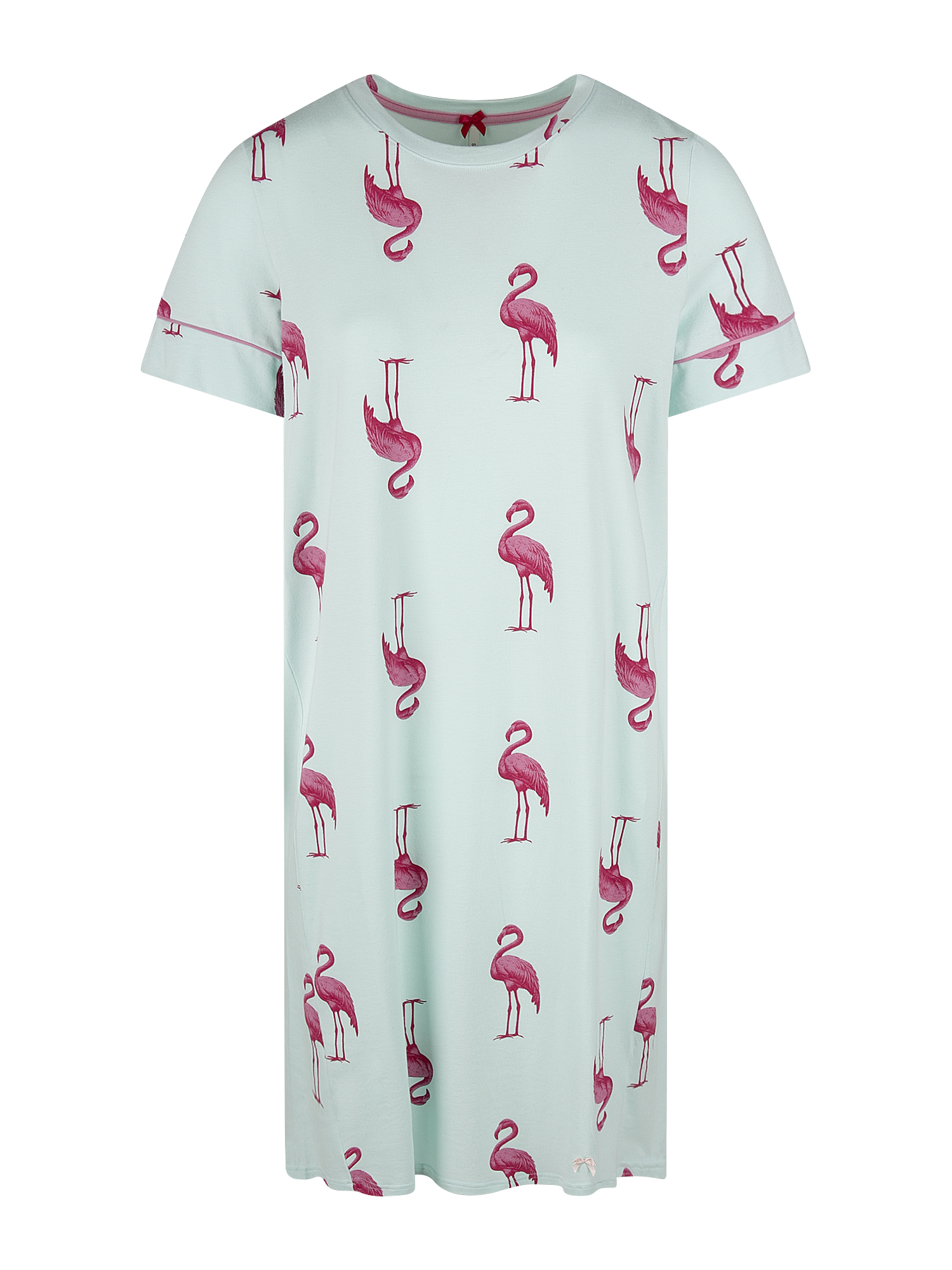 Kleid, Nachthemd, Schnitt knie-lang, Flamingo-Print, mintgrün