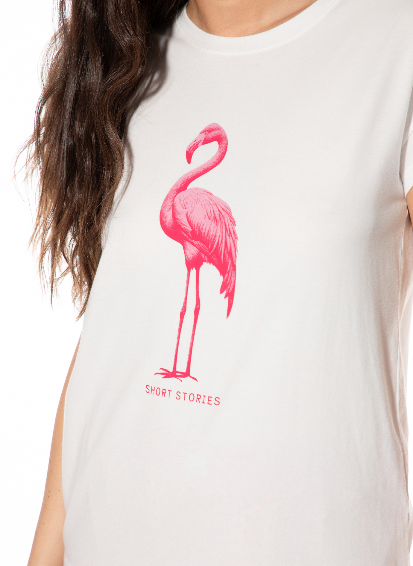 Flamingo, T-Shirt, Print, Weiß, Grafik