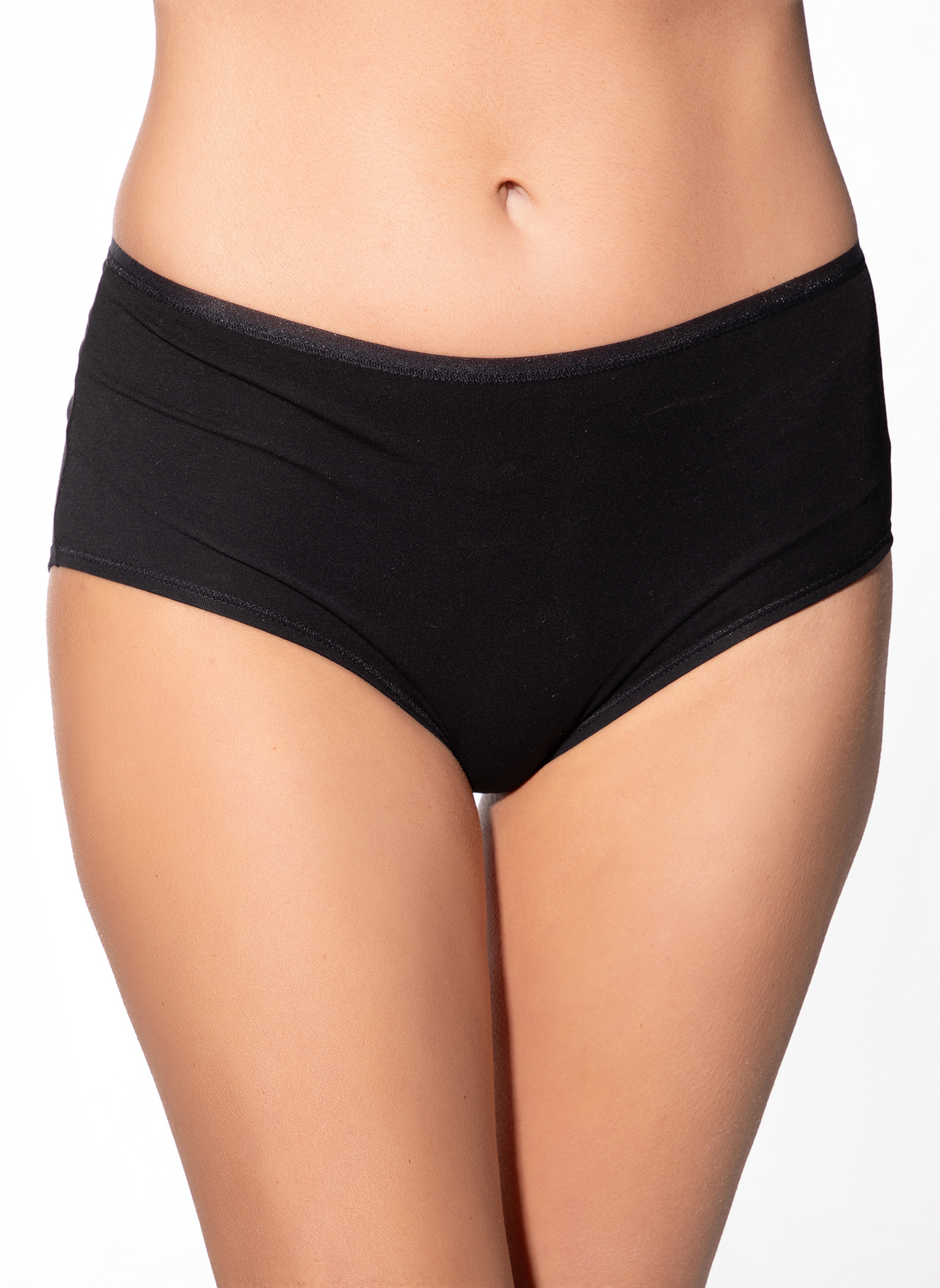 Unterwäsche, Schwarze Shorts, Höschen, Midwaist, Baumwolle/Stretch
