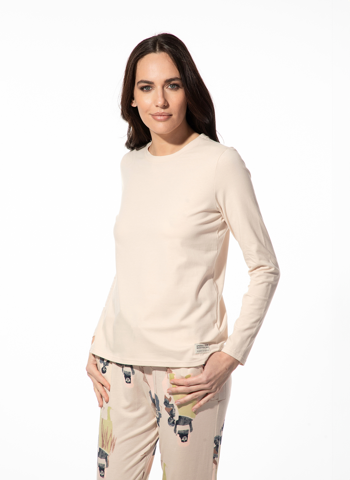 Damen-Schlafshirt langarm rosa