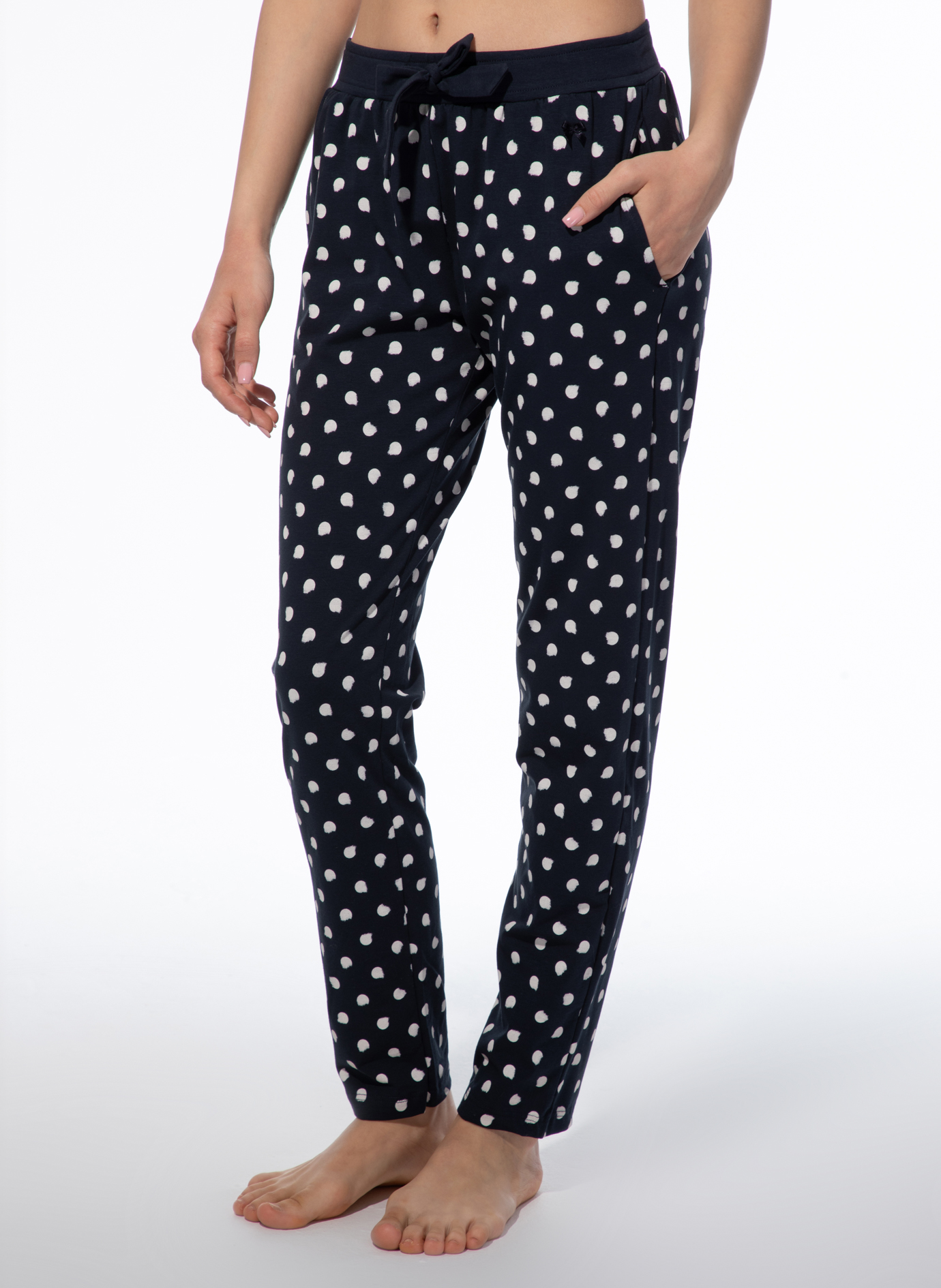Damen Schlafhose Dunkelblau Dots
