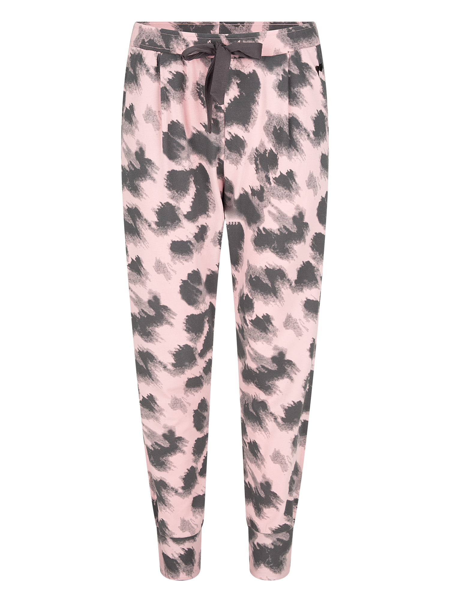 Damen-Schlafhose rosa & grau Leo
