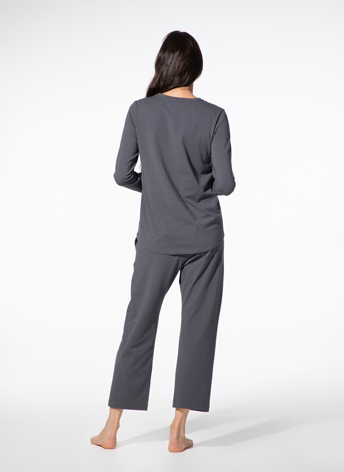Pijamaoberteil, Pijamahose, Loungewear, Langarm, Grau